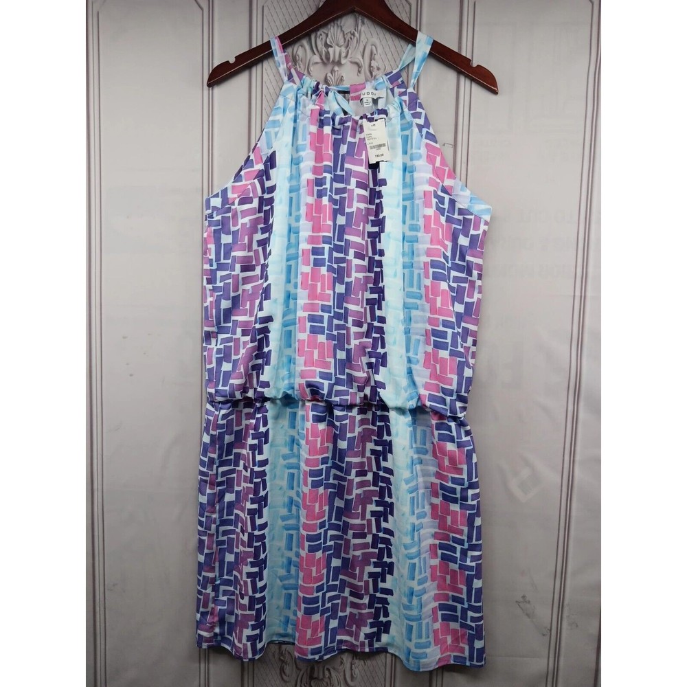 NWT Cuddy Dress Womens‎ SZ L MSRP $150.00 Halter Keyhole Neckline Blouson Lined